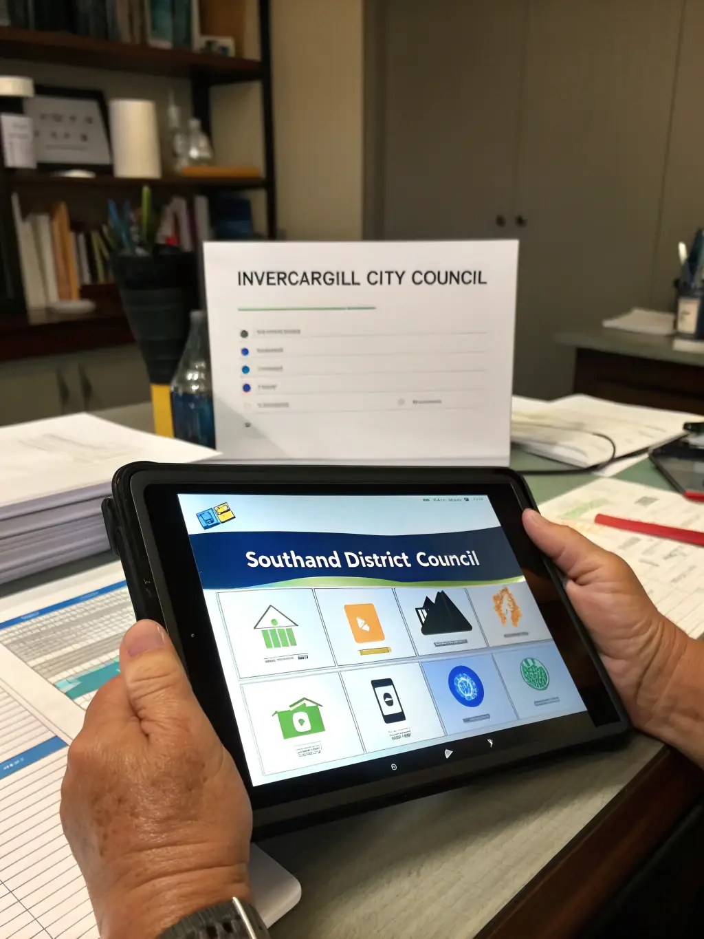 A visual representation of the ConsentHubNZ app supporting various local authority consent application forms, such as Invercargill City Council and Southland District Council.
